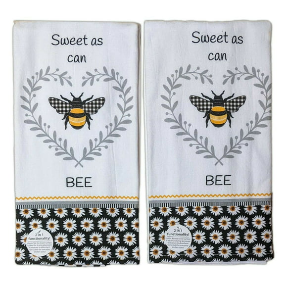 by Kay Dee BEE HAPPY Honeybee Beehive Kitchen Tea Towel & Potholder Set